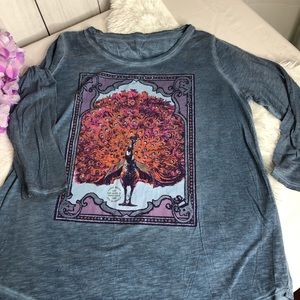Lucky Brand Peacock T-shirt size Large exc Cond